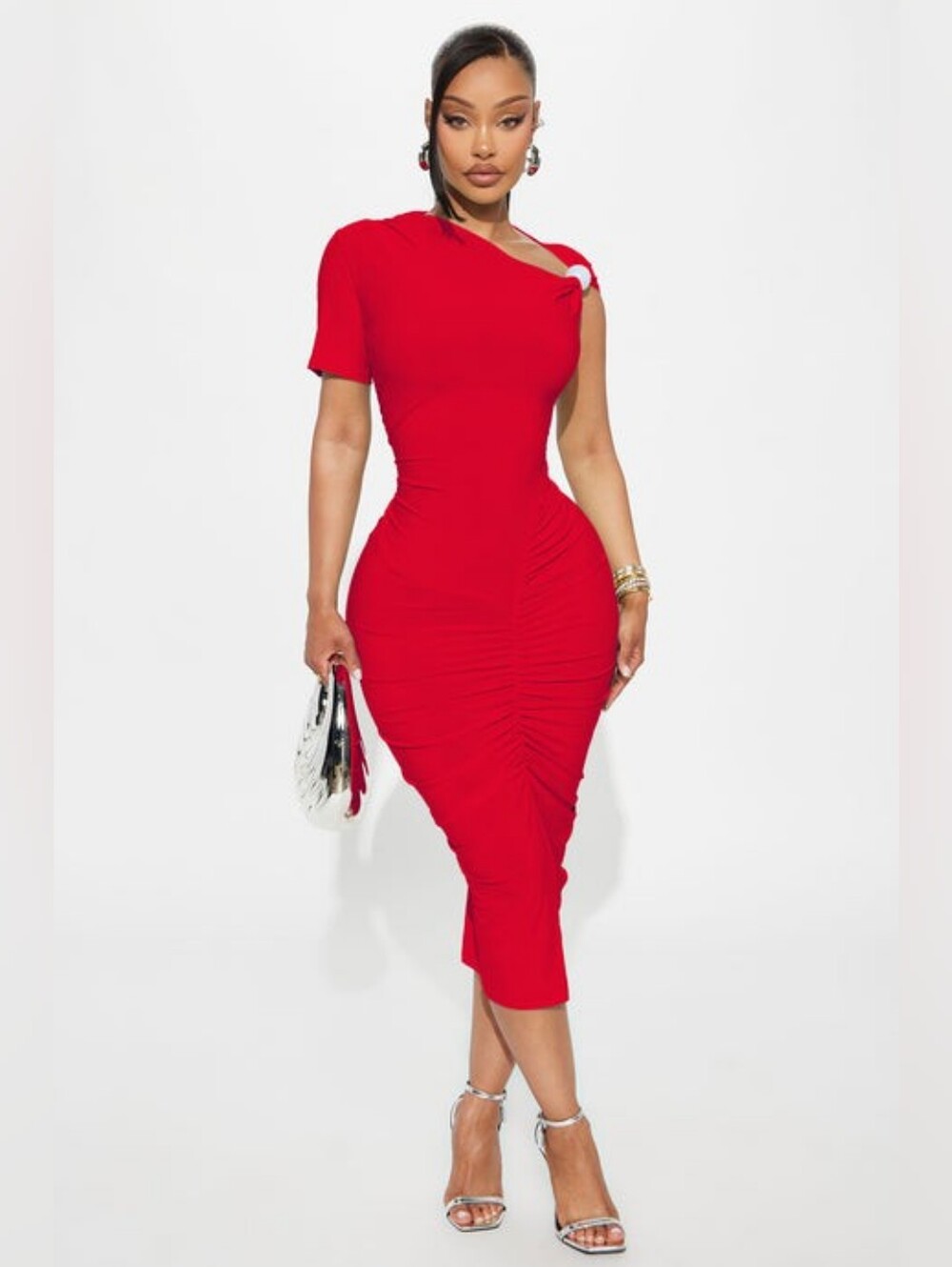 NWT Fashion Nova Red Fancy Girl Midi Dress Size XL